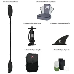 Avalanche 1-Person Voyager Inflatable Kayak Set Blue/Green