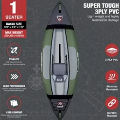 Avalanche 1-Person Voyager Inflatable Kayak Set Blue/Green