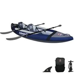 Avalanche 2-Person Voyager Inflatable Kayak Set Blue Green
