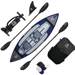 Avalanche 2-Person Voyager Inflatable Kayak Set Blue Green