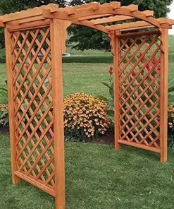 Backyard Crafts Amish-Made Jamesport Style Pine Arbor 6′ Wide Cedar Stain