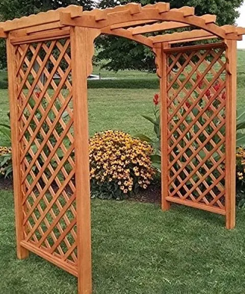 Backyard Crafts Amish-Made Jamesport Style Pine Arbor 6′ Wide Cedar Stain