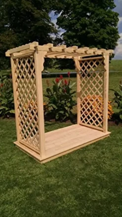 Backyard Crafts Amish-Made Covington Style Pine Arbor 6′ Wide Walkthrough Mushroom Stain