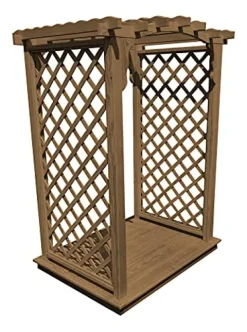 Backyard Crafts Amish-Made Jamesport Style Pine Arbor – 5′ Wide Walkthrough Mushroom Stain