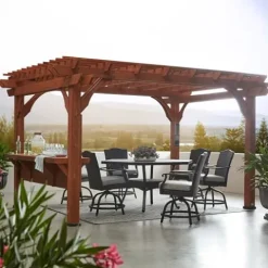 Backyard Discovery Ashland Cedar Wood Pergola Kit Medium Brown