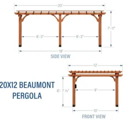 Backyard Discovery Beaumont 20′ x 12′ Cedar Wood Pergola Kit Light Brown