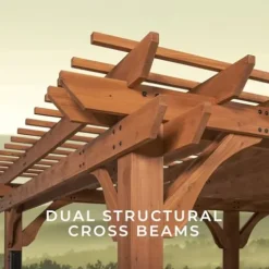 Backyard Discovery Beaumont 20′ x 12′ Cedar Wood Pergola Kit Light Brown