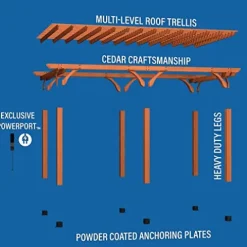 Backyard Discovery Beaumont 20′ x 12′ Cedar Wood Pergola Kit Light Brown