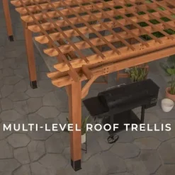 Backyard Discovery Beaumont 24′ x 12′ Cedar Wood Pergola Kit Light Brown