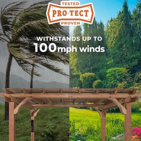 Backyard Discovery Beaumont 24′ x 12′ Cedar Wood Pergola Kit Light Brown