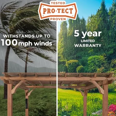 Backyard Discovery Beaumont 24′ x 12′ Cedar Wood Pergola Kit Light Brown