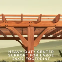 Backyard Discovery Beaumont 24′ x 12′ Cedar Wood Pergola Kit Light Brown