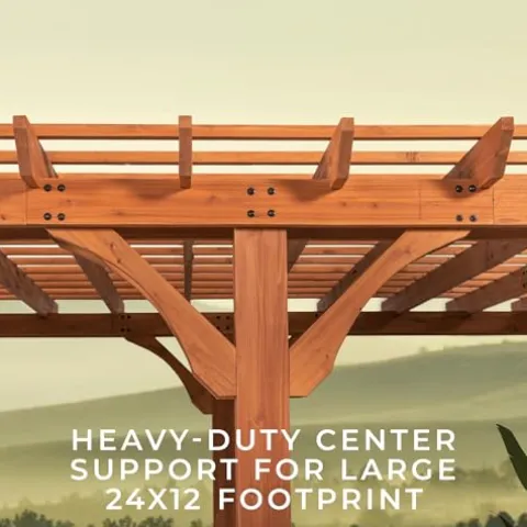 Backyard Discovery Beaumont 24′ x 12′ Cedar Wood Pergola Kit Light Brown