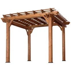 Backyard Discovery Beaumont 10′ x 10′ Cedar Wood Pergola Kit Light Brown