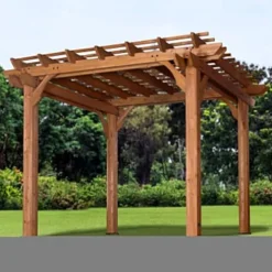 Backyard Discovery Beaumont 10′ x 10′ Cedar Wood Pergola Kit Light Brown