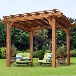 Backyard Discovery Beaumont 10′ x 10′ Cedar Wood Pergola Kit Light Brown