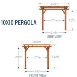 Backyard Discovery Beaumont 10′ x 10′ Cedar Wood Pergola Kit Light Brown