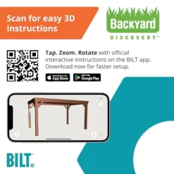 Backyard Discovery Brockton 14′ x 10′ Modern Cedar Wood Pergola Kit Dark Walnut