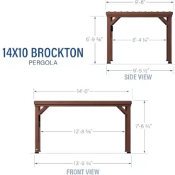 Backyard Discovery Brockton 14′ x 10′ Modern Cedar Wood Pergola Kit Dark Walnut