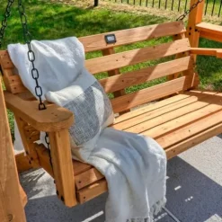 Backyard Discovery Callahan Cedar Wood Outdoor Pergola Swing Bench Light Brown