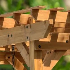 Backyard Discovery Callahan Cedar Wood Outdoor Pergola Swing Bench Light Brown