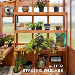 Backyard Discovery Poppy 11′ x 7′ Cedar Wood Greenhouse Kit Light Brown