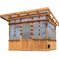 Backyard Discovery Poppy 11′ x 7′ Cedar Wood Greenhouse Kit Light Brown