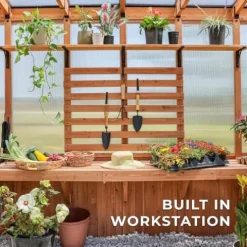 Backyard Discovery Poppy 11′ x 7′ Cedar Wood Greenhouse Kit Light Brown