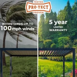 Backyard Discovery Sarasota 20′ x 10′ Galvanized Steel Pergola Kit with Adjustable Roof Black