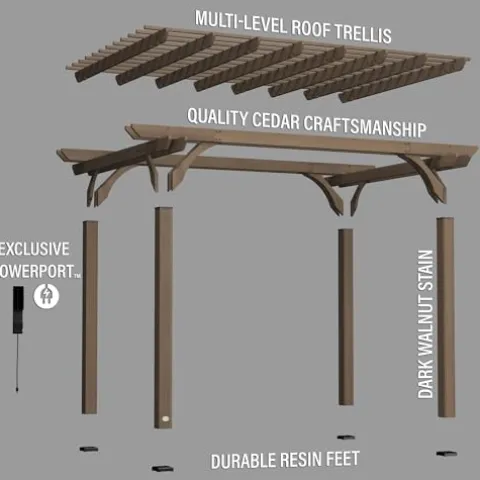 Backyard Discovery Somerville Cedar Wood Pergola Kit Barnwood Grey