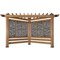 Backyard Discovery Verona 12′ x 8′ Cedar Wood Cabana Corner Pergola Without Furniture