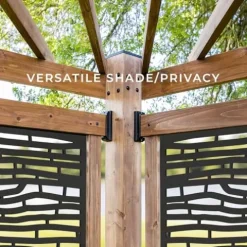 Backyard Discovery Verona 12′ x 8′ Cedar Wood Cabana Corner Pergola Without Furniture