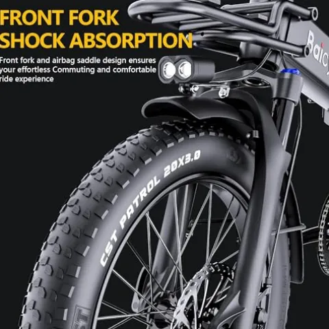 Baicycle Folding Electric Bike 62-Mile Range 48V Removable Battery 20-Inch Fat Tire Grey