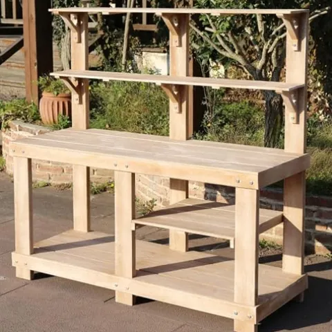 Bakufu Outdoor Garden Potting Bench Open Shelf 4 Layer Multifunction Storage Brown