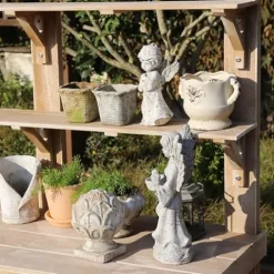 Bakufu Outdoor Garden Potting Bench Open Shelf 4 Layer Multifunction Storage Brown