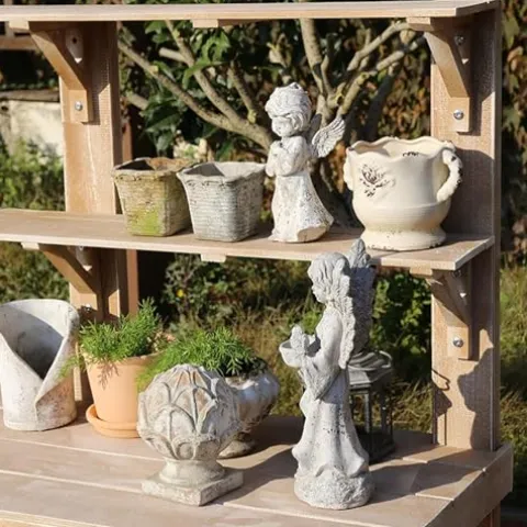 Bakufu Outdoor Garden Potting Bench Open Shelf 4 Layer Multifunction Storage Brown