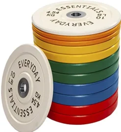 BalanceFrom Color Coded Olympic Bumper Plate Weight Plate with Steel Hub, 370 lbs Style #5
