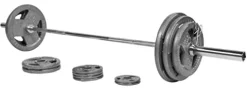 BalanceFrom Signature Fitness Cast Iron Olympic Weight Set with 7FT Barbell 300-Pound Black