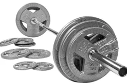 BalanceFrom Signature Fitness Cast Iron Olympic Weight Set with 7FT Barbell 300-Pound Black
