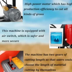 Banfluxion 220V 6-Blade Grass Cutting and Silk Kneading Integrated Machine Red