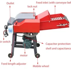 Banfluxion 220V 6-Blade Hay Cutter with Conveyor Belt Red