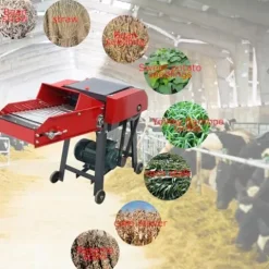 Banfluxion 220V 6-Blade Hay Cutter with Conveyor Belt Red