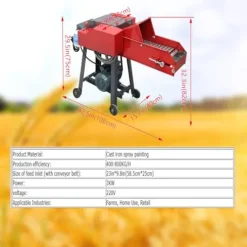 Banfluxion 220V 4-Blade Hay Cutter with Conveyor Belt Red