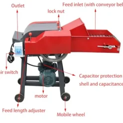 Banfluxion 220V 4-Blade Hay Cutter with Conveyor Belt Red