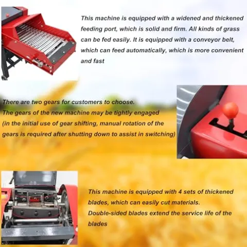 Banfluxion 220V 4-Blade Hay Cutter with Conveyor Belt Red