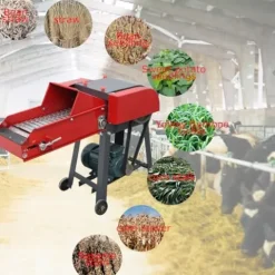 Banfluxion 220V 4-Blade Hay Cutter with Conveyor Belt Red