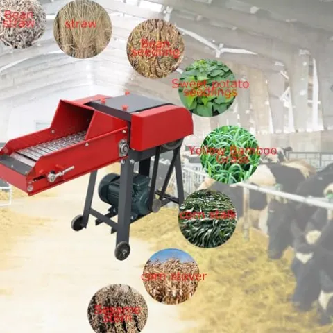 Banfluxion 220V 4-Blade Hay Cutter with Conveyor Belt Red