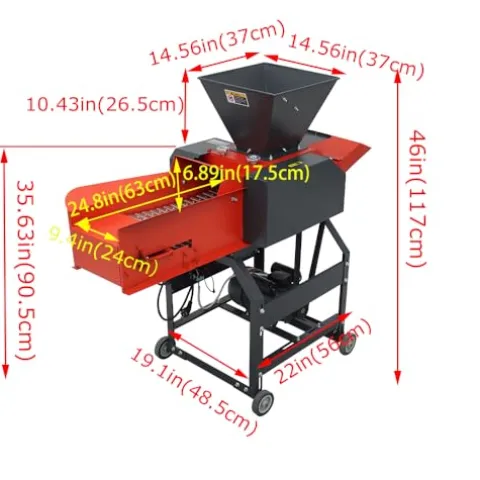 Banfluxion 220V 4-Blade Hay Cutter Pulverizer with Belt Conveyor Red