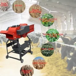 Banfluxion 220V 4-Blade Hay Cutter Pulverizer with Belt Conveyor Red