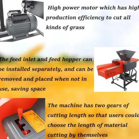 Banfluxion 220V 4-Blade Hay Cutter Pulverizer with Belt Conveyor Red